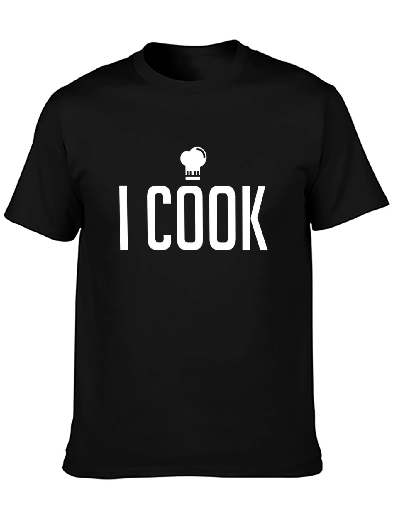 I Cook Chef Hat Graphic T-Shirt - Black Cotton Tee
