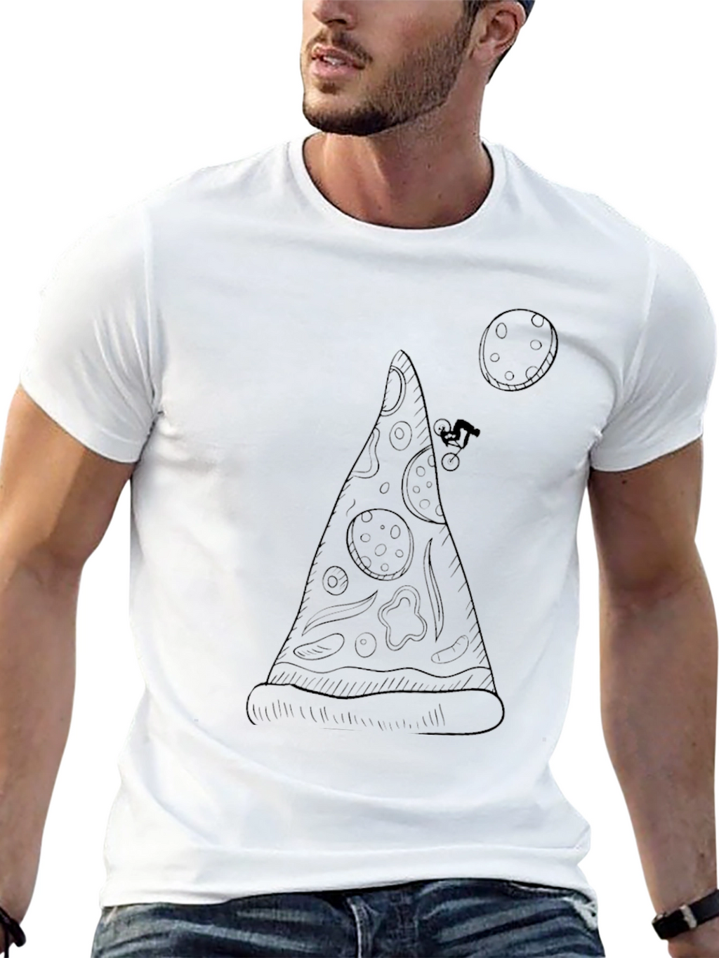 Pizza Slice T-Shirt - Mountain Bike Design