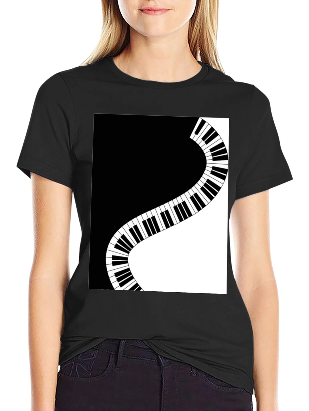 Stylish Piano Keys Graphic T-Shirt - Music Lover Tee