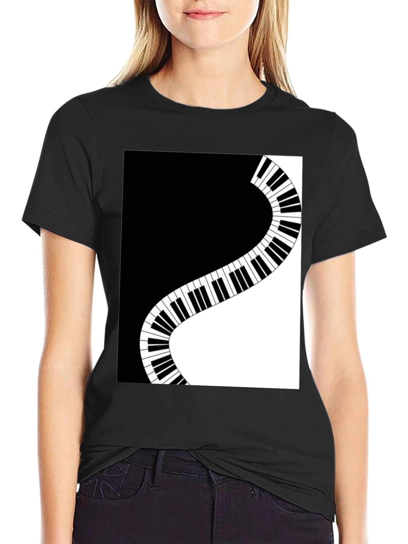 Stylish Piano Keys Graphic T-Shirt - Music Lover Tee