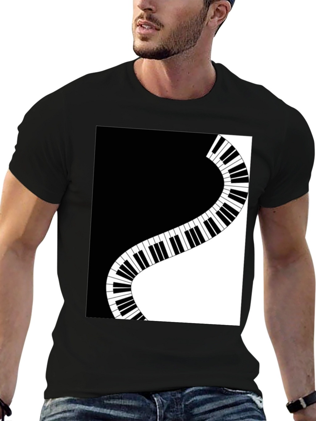 Stylish Piano Keys Graphic T-Shirt - Music Lover Tee