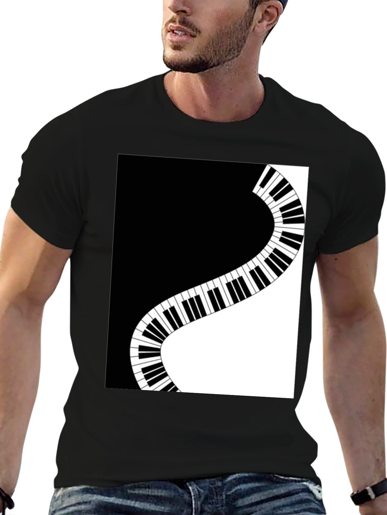 Stylish Piano Keys Graphic T-Shirt - Music Lover Tee