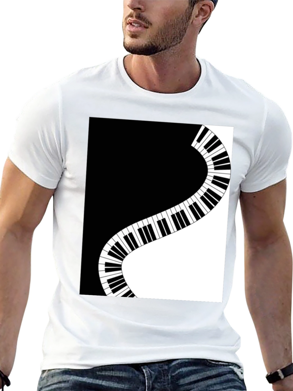 Stylish Piano Keys Graphic T-Shirt - Music Lover Tee