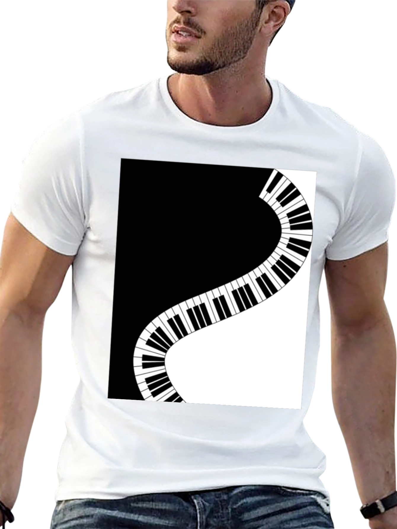 Stylish Piano Keys Graphic T-Shirt - Music Lover Tee