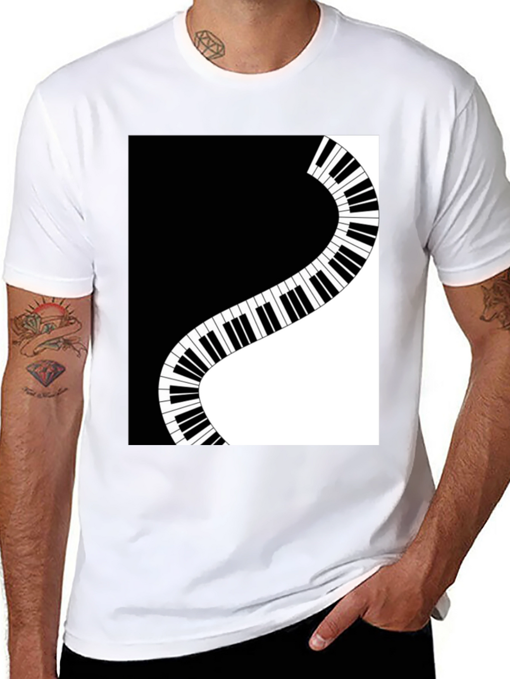 Stylish Piano Keys Graphic T-Shirt - Music Lover Tee