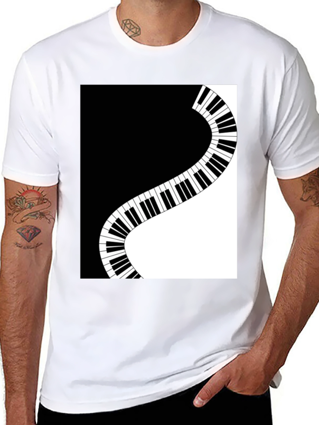 Stylish Piano Keys Graphic T-Shirt - Music Lover Tee