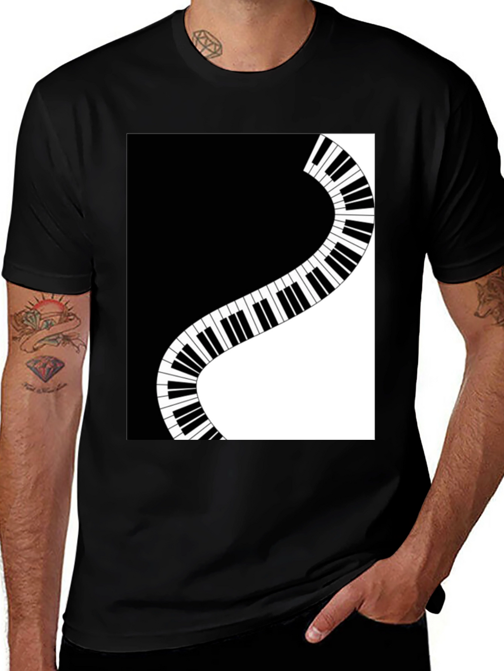 Stylish Piano Keys Graphic T-Shirt - Music Lover Tee