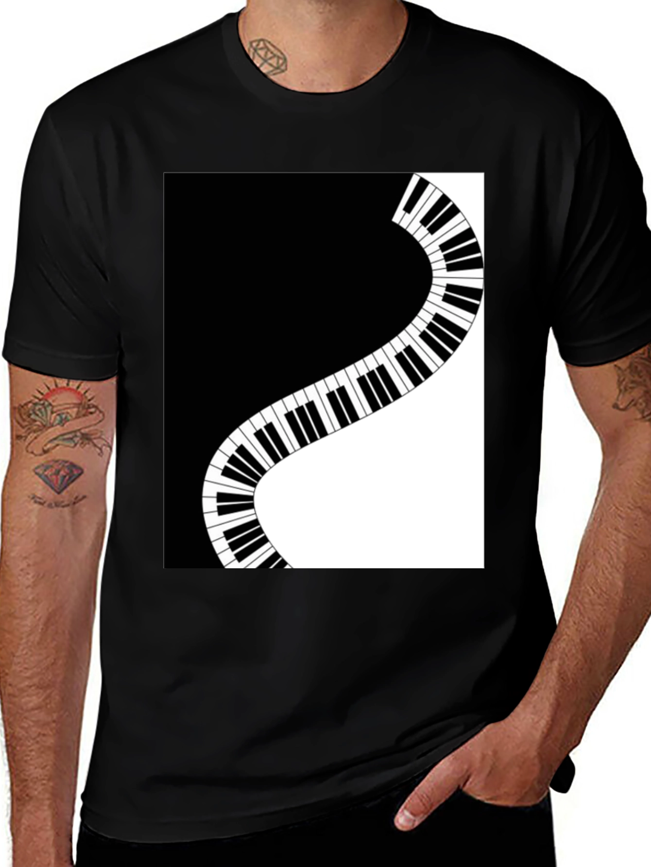 Stylish Piano Keys Graphic T-Shirt - Music Lover Tee