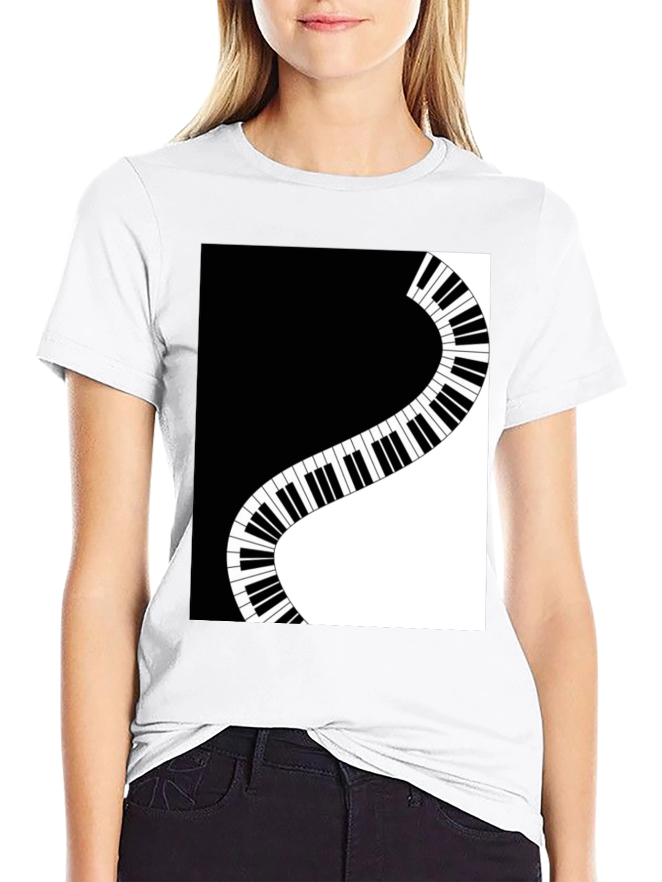 Stylish Piano Keys Graphic T-Shirt - Music Lover Tee