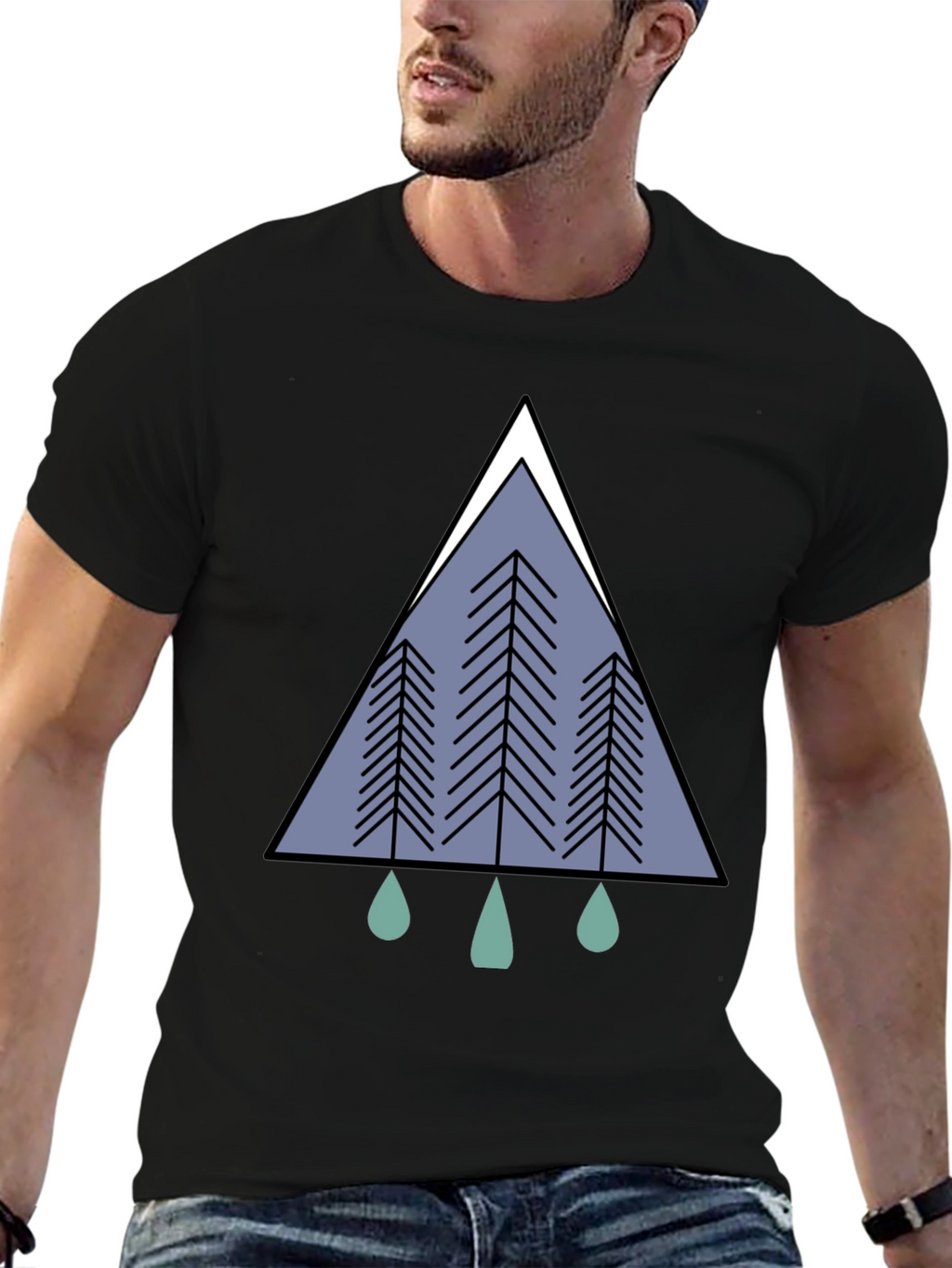 Geometric Forest Tee - Modern Nature Graphic T-Shirt