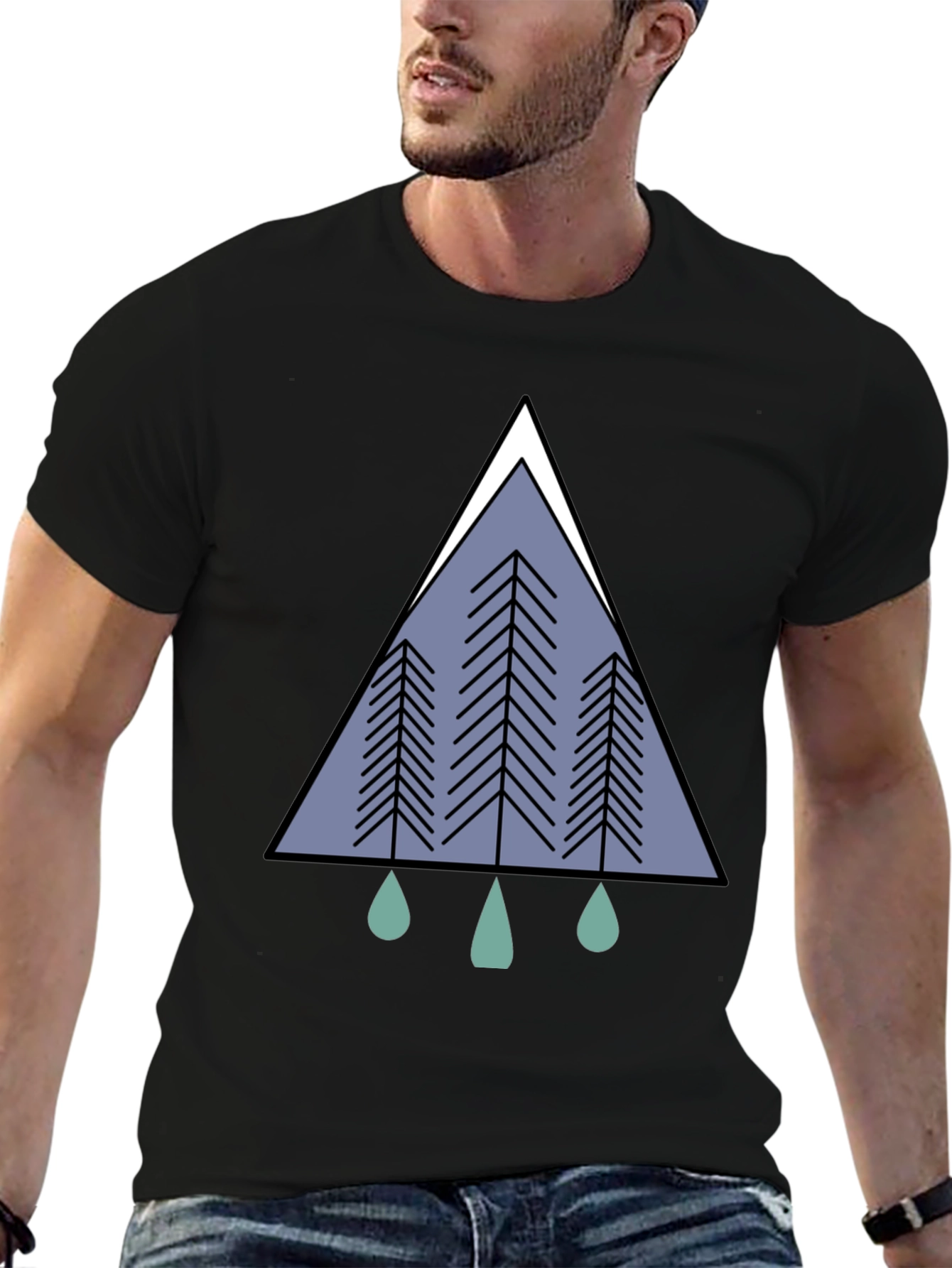 Geometric Forest Tee - Modern Nature Graphic T-Shirt