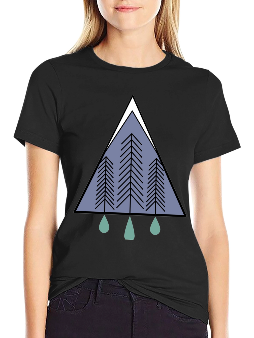 Geometric Forest Tee - Modern Nature Graphic T-Shirt