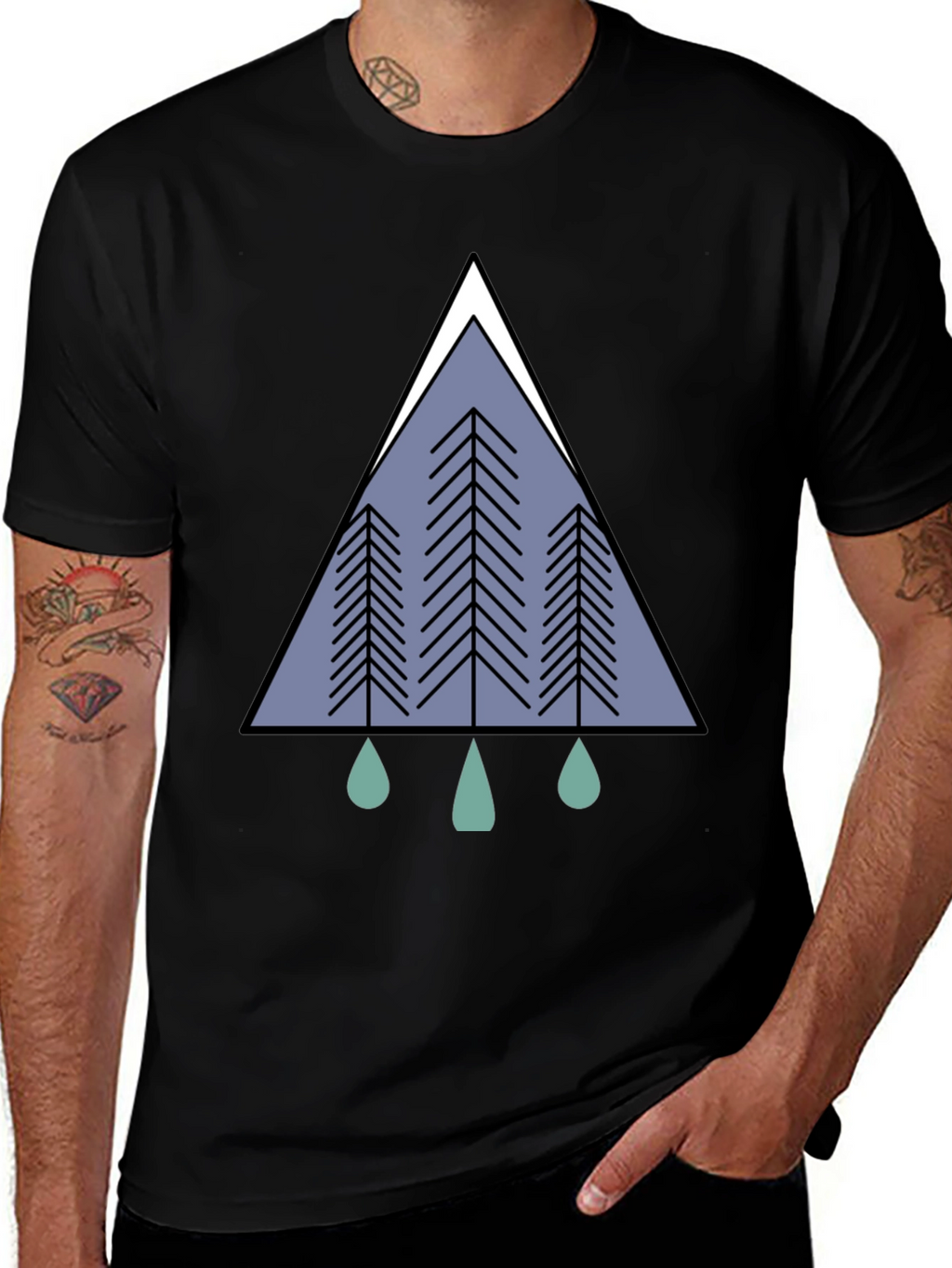 Geometric Forest Tee - Modern Nature Graphic T-Shirt
