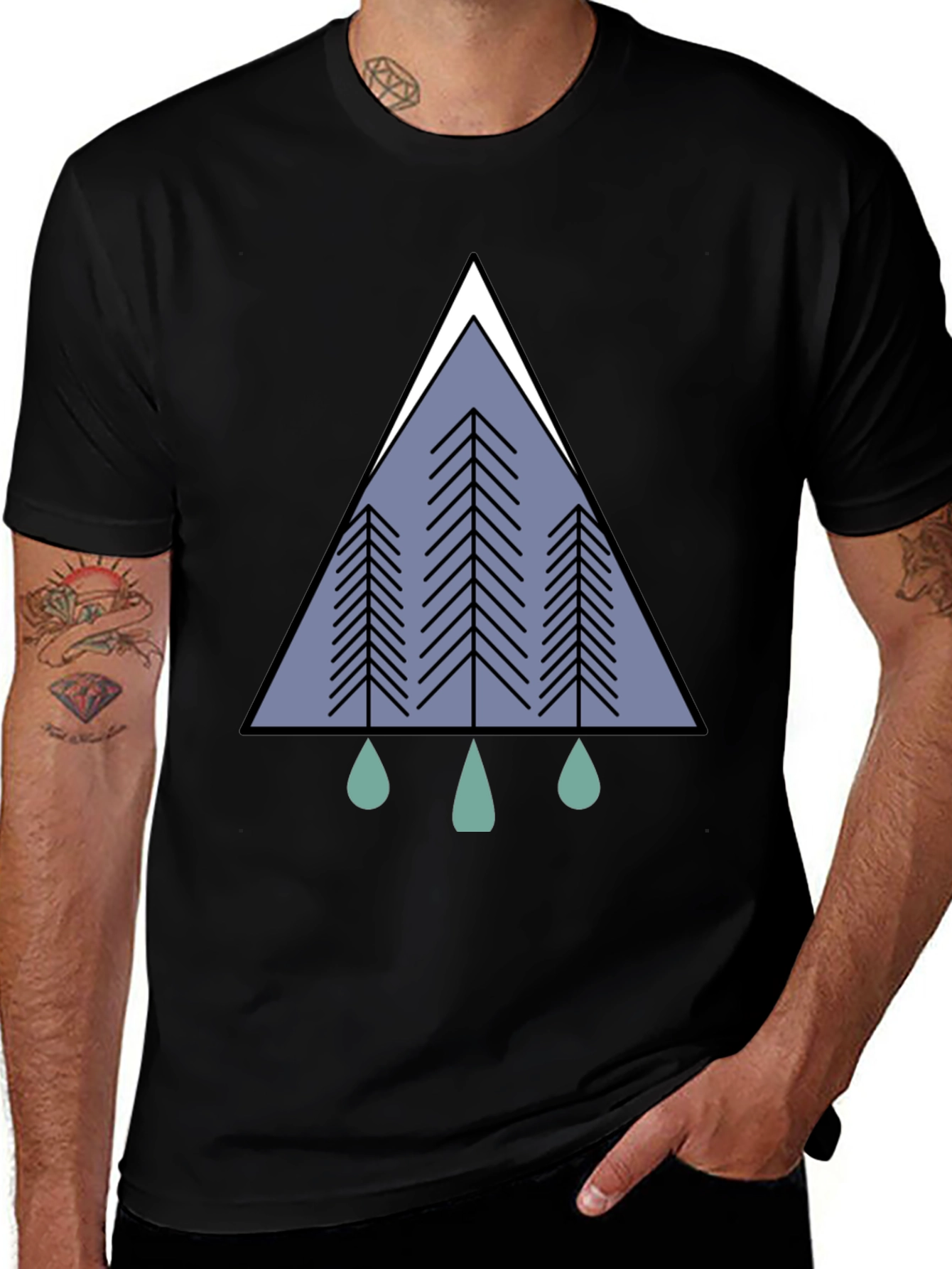 Geometric Forest Tee - Modern Nature Graphic T-Shirt