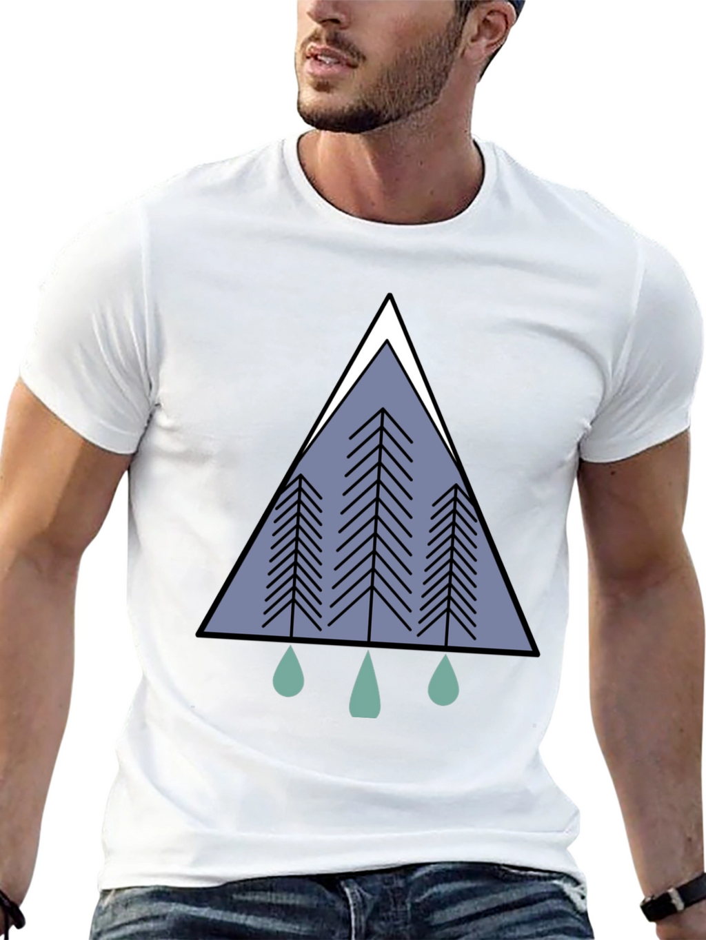 Geometric Forest Tee - Modern Nature Graphic T-Shirt