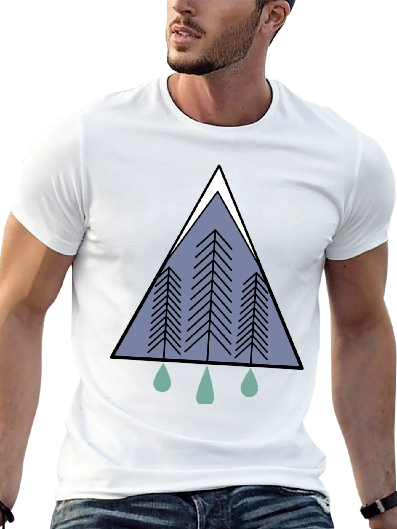 Geometric Forest Tee - Modern Nature Graphic T-Shirt