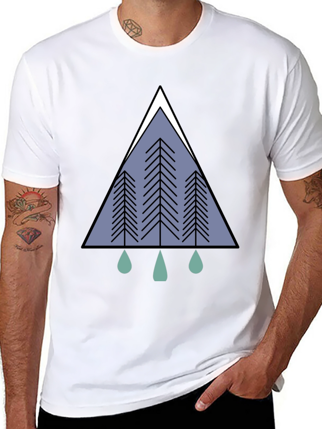 Geometric Forest Tee - Modern Nature Graphic T-Shirt