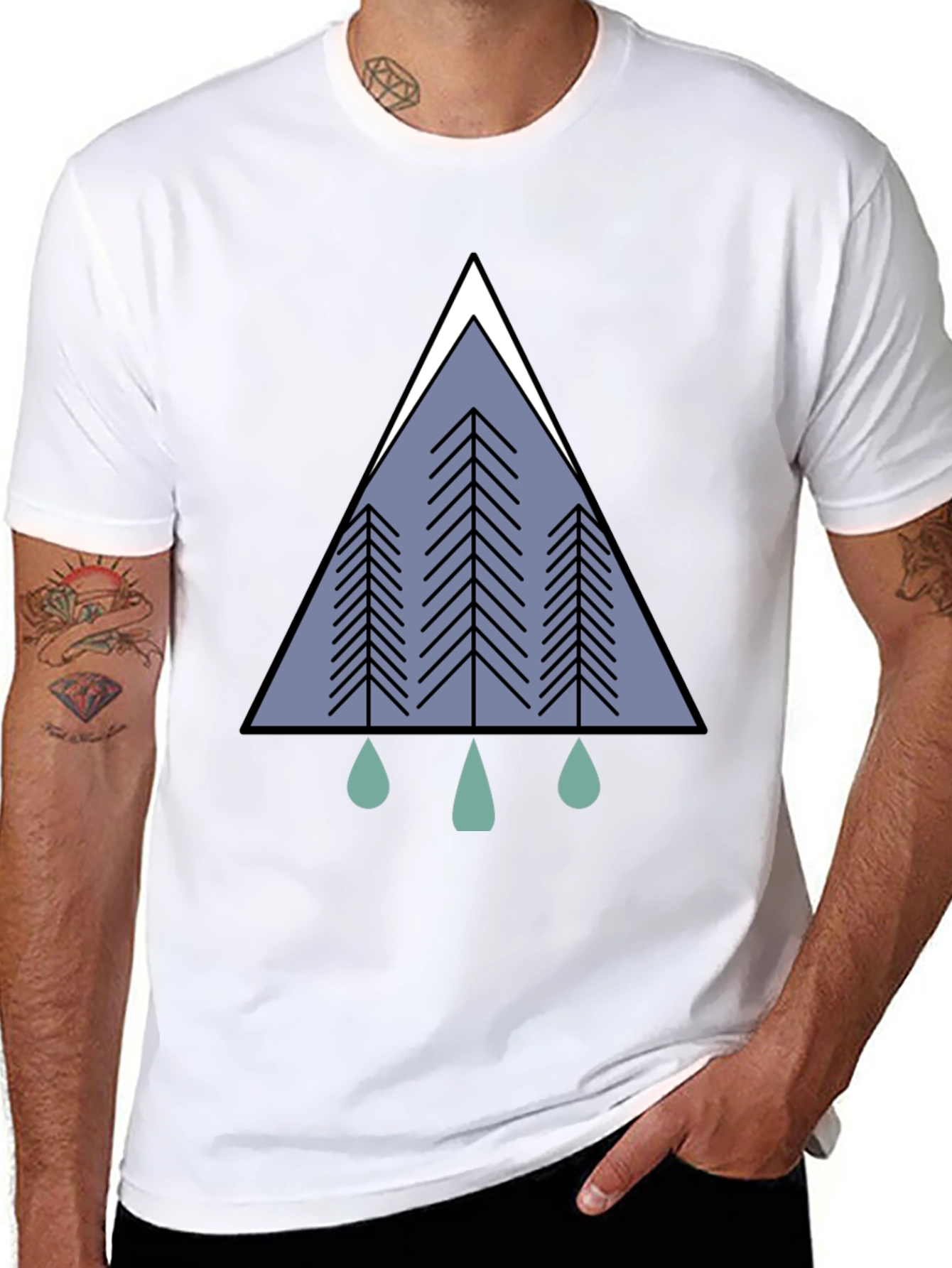 Geometric Forest Tee - Modern Nature Graphic T-Shirt