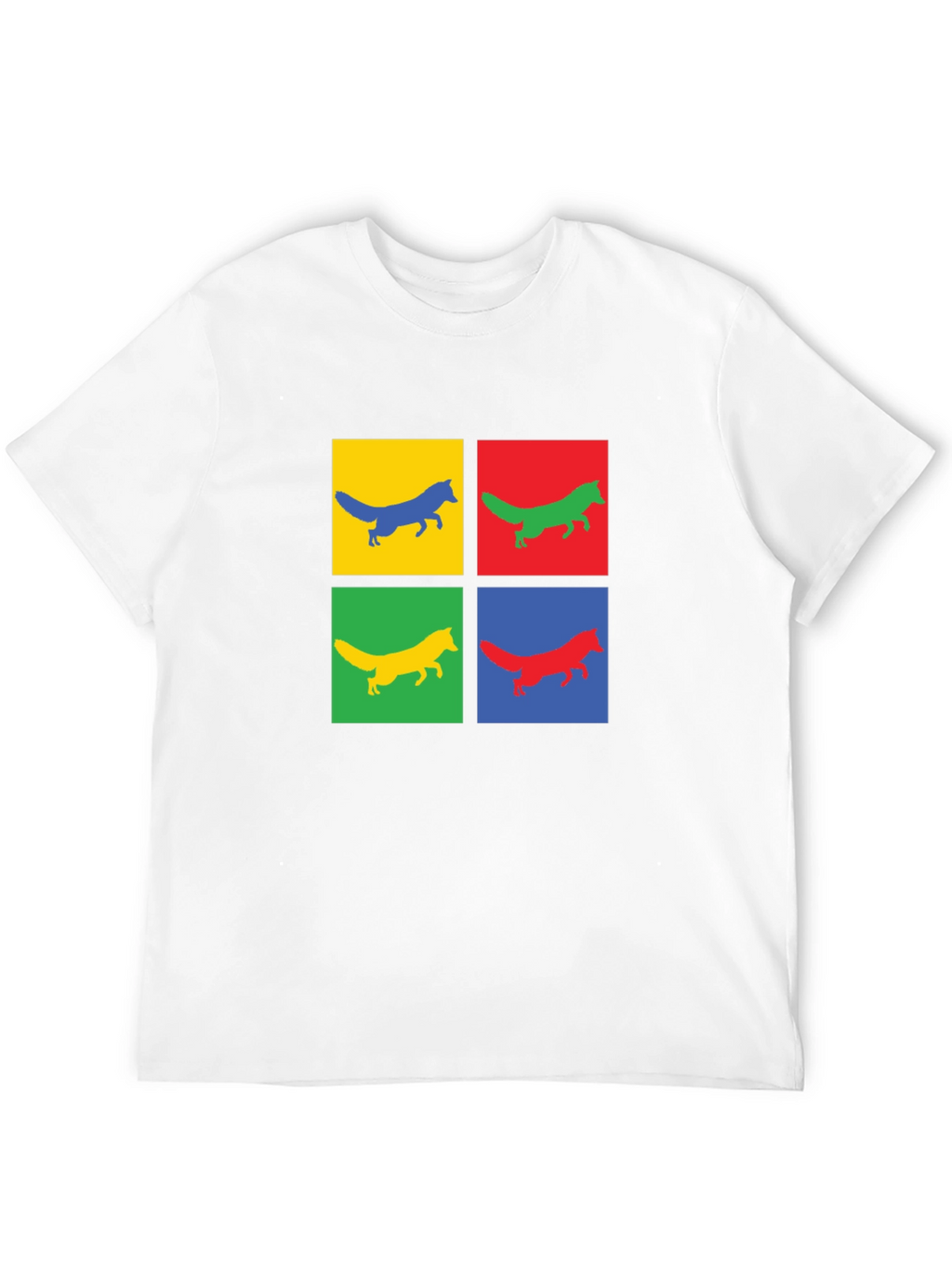 Pop Art Fox Graphic Tee - Black Cotton T-Shirt