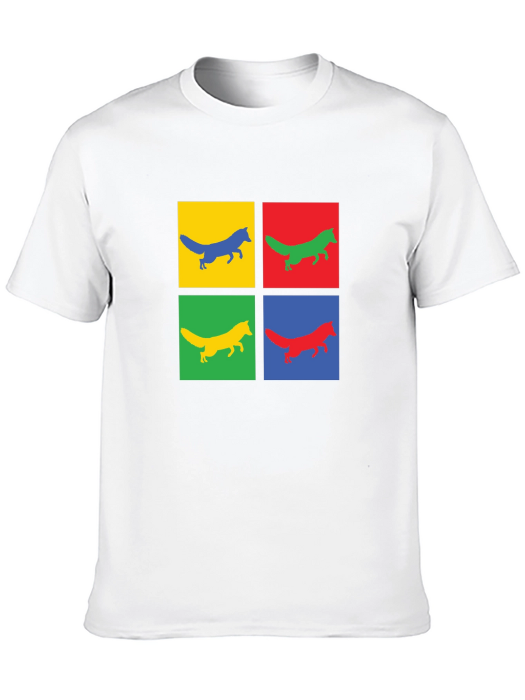 Pop Art Fox Graphic Tee - Black Cotton T-Shirt