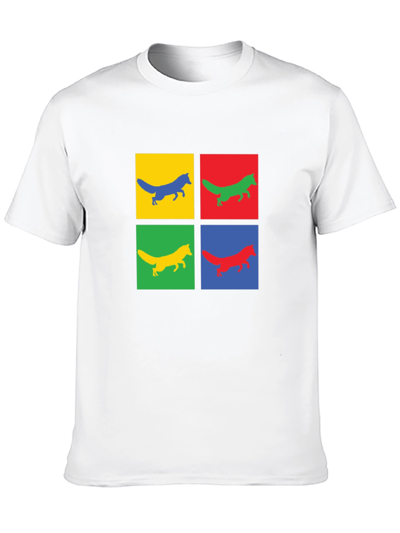 Pop Art Fox Graphic Tee - Black Cotton T-Shirt