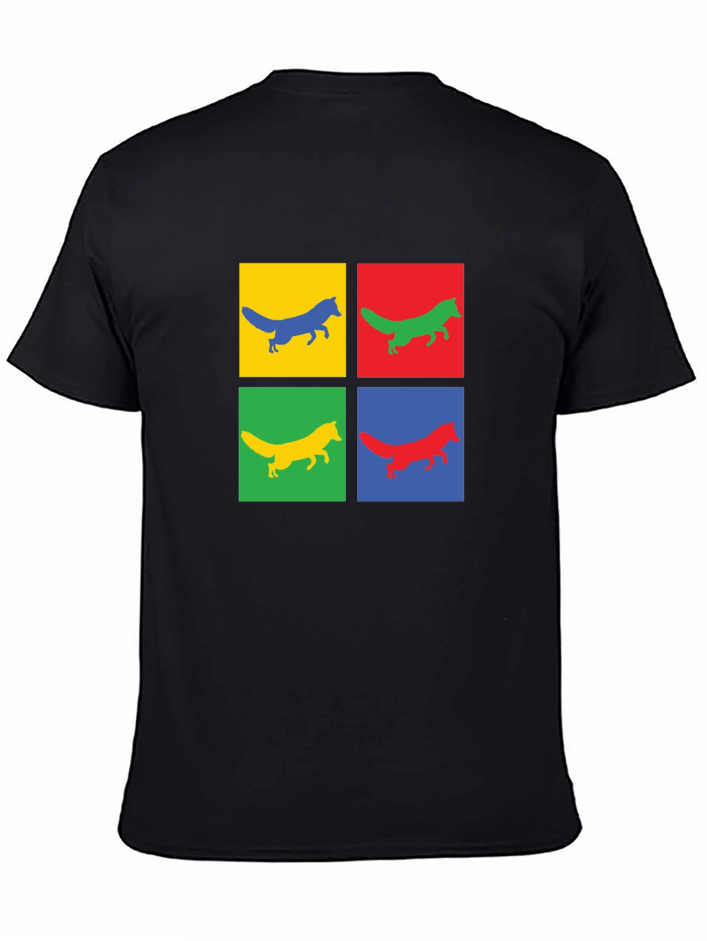 Pop Art Fox Graphic Tee - Black Cotton T-Shirt