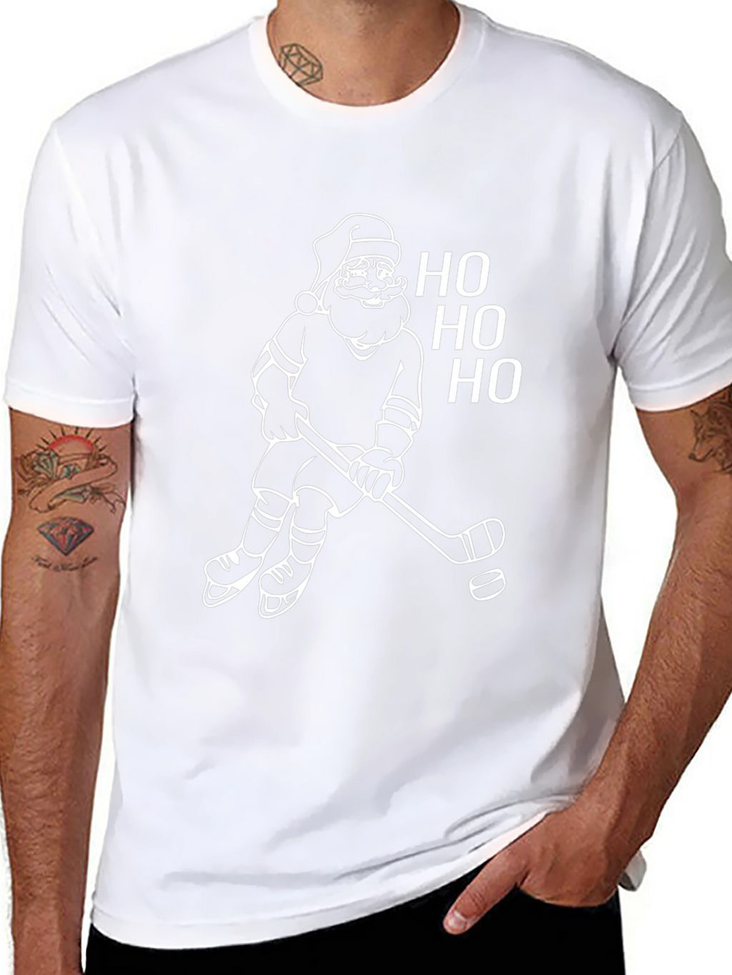 Santa Hockey Christmas T-Shirt - Ho Ho Ho!