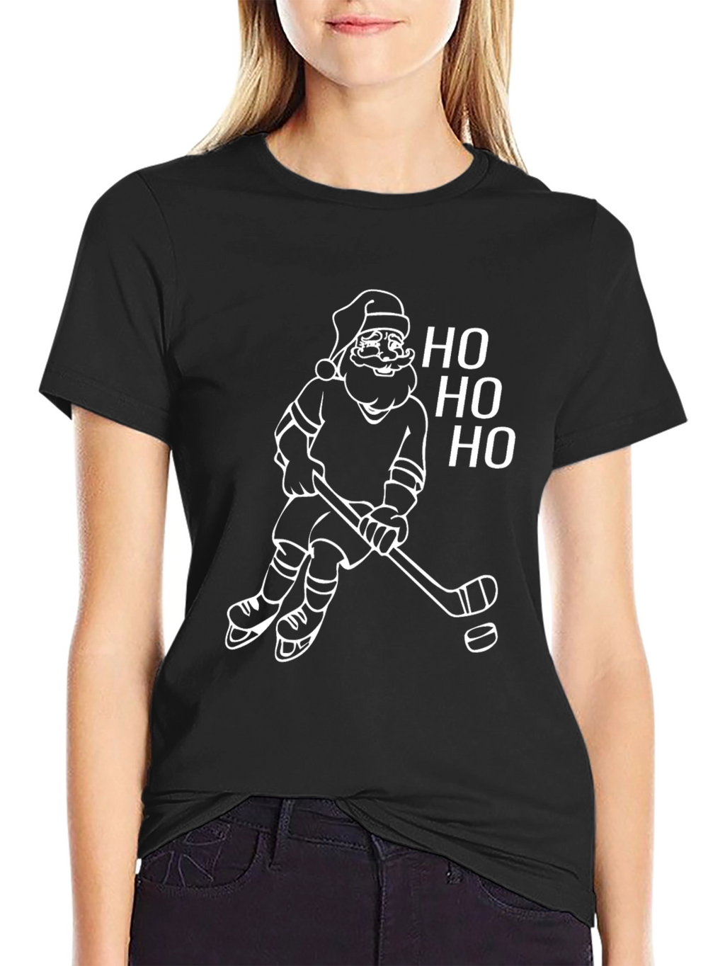 Santa Hockey Christmas T-Shirt - Ho Ho Ho!