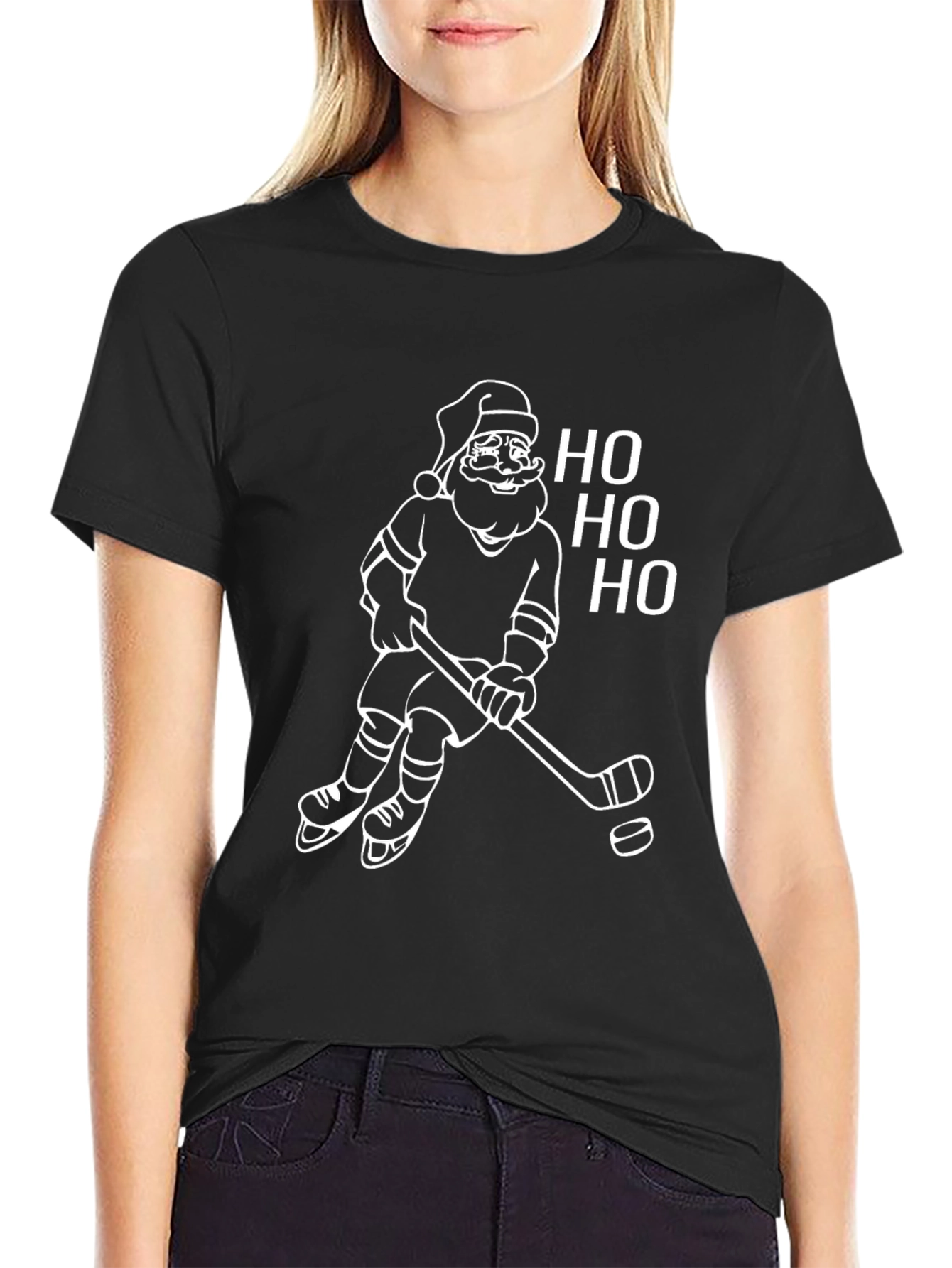 Santa Hockey Christmas T-Shirt - Ho Ho Ho!