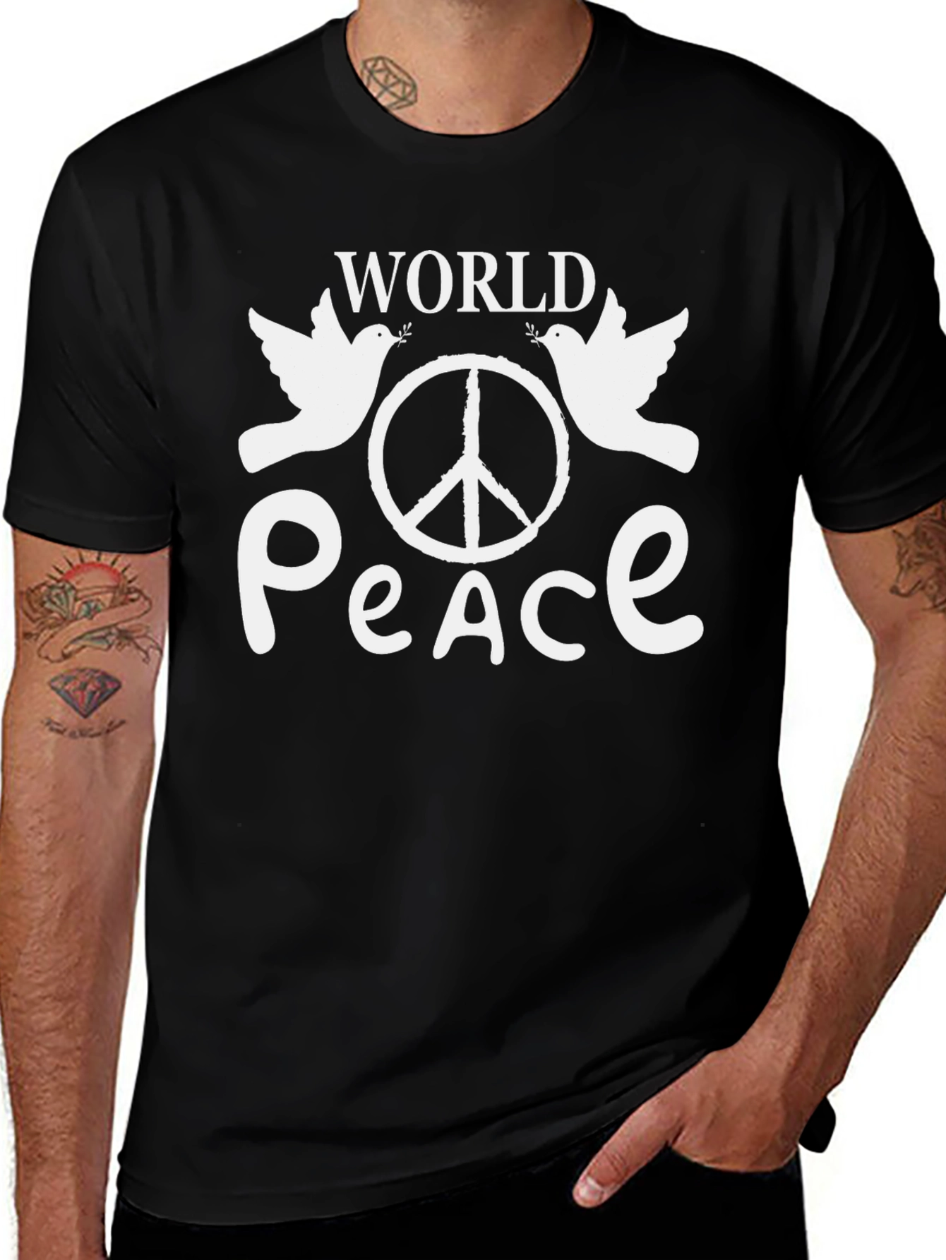 World Peace T-Shirt - Dove & Peace Sign Graphic Tee