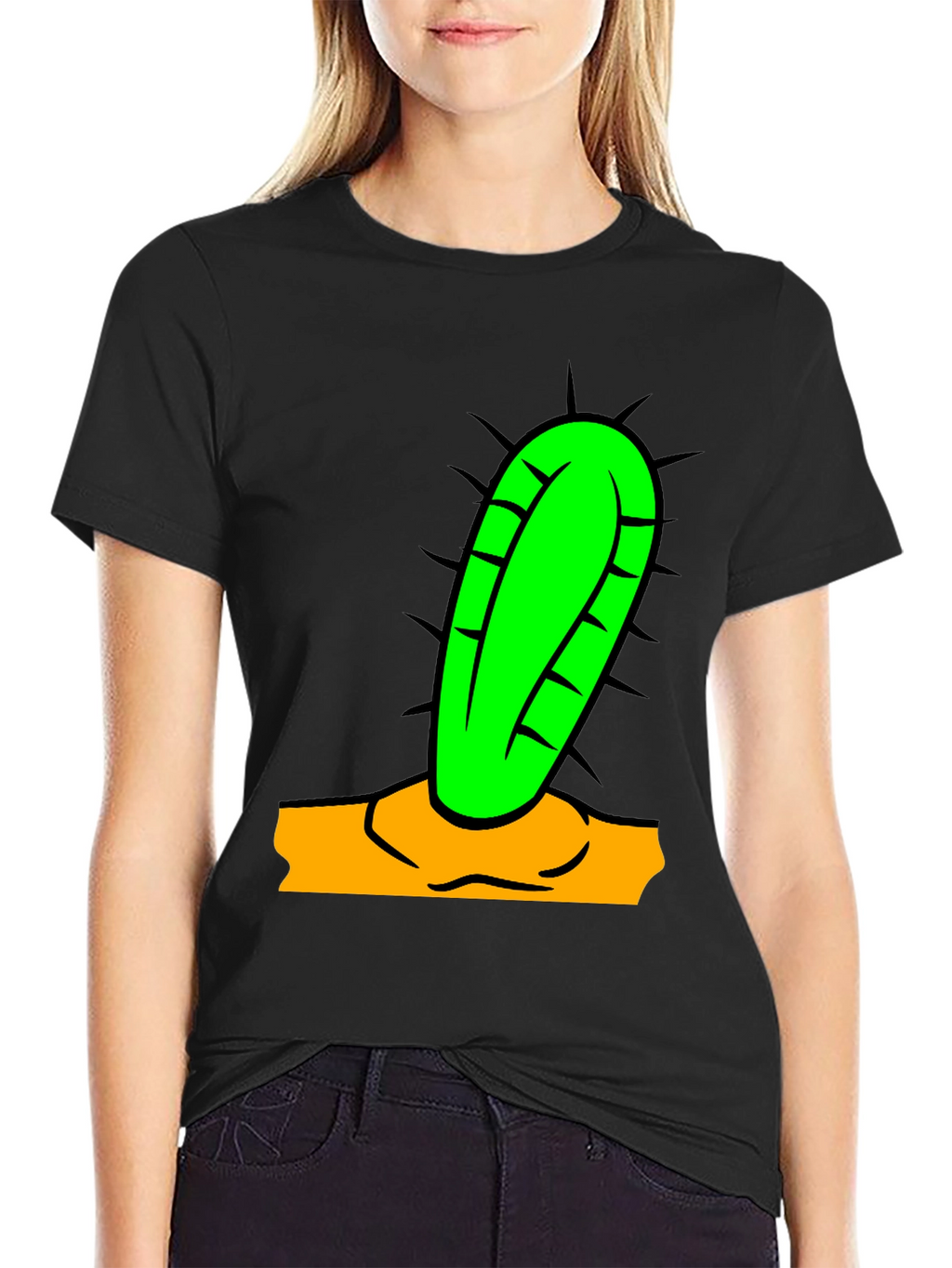 Cactus Graphic Tee - Black Cotton Blend Shirt