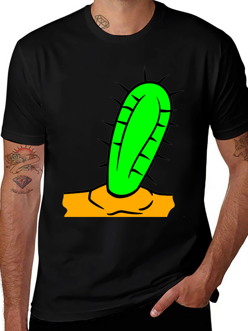 Cactus Graphic Tee - Black Cotton Blend Shirt