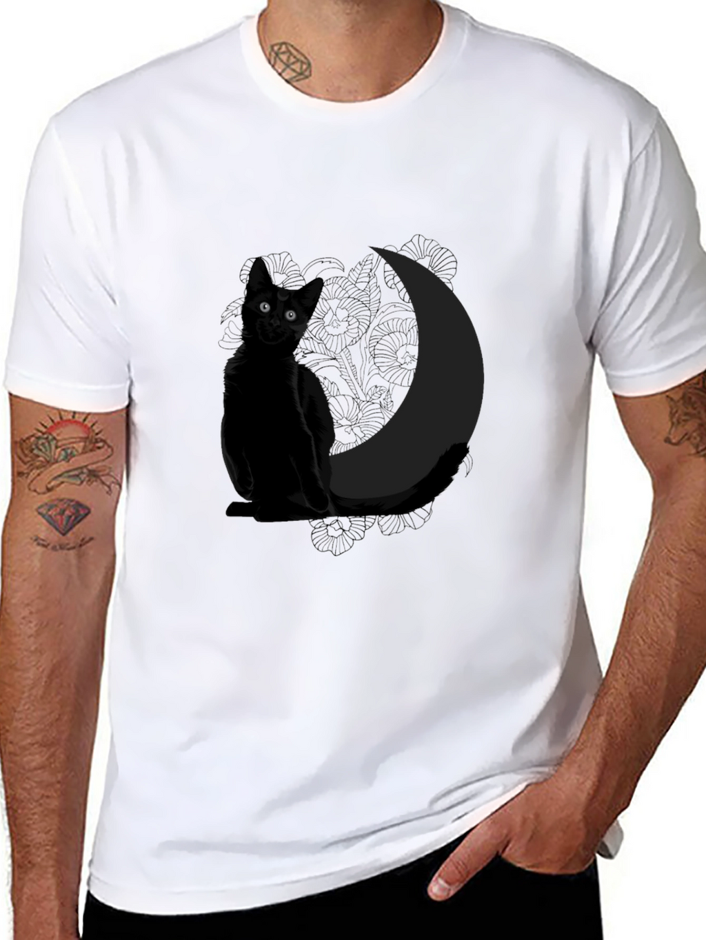 Black Cat & Moon Graphic Tee - Unisex