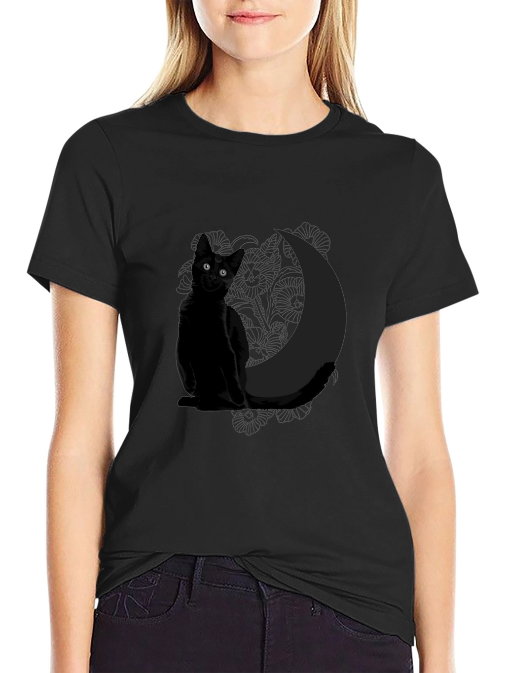 Black Cat & Moon Graphic Tee - Unisex