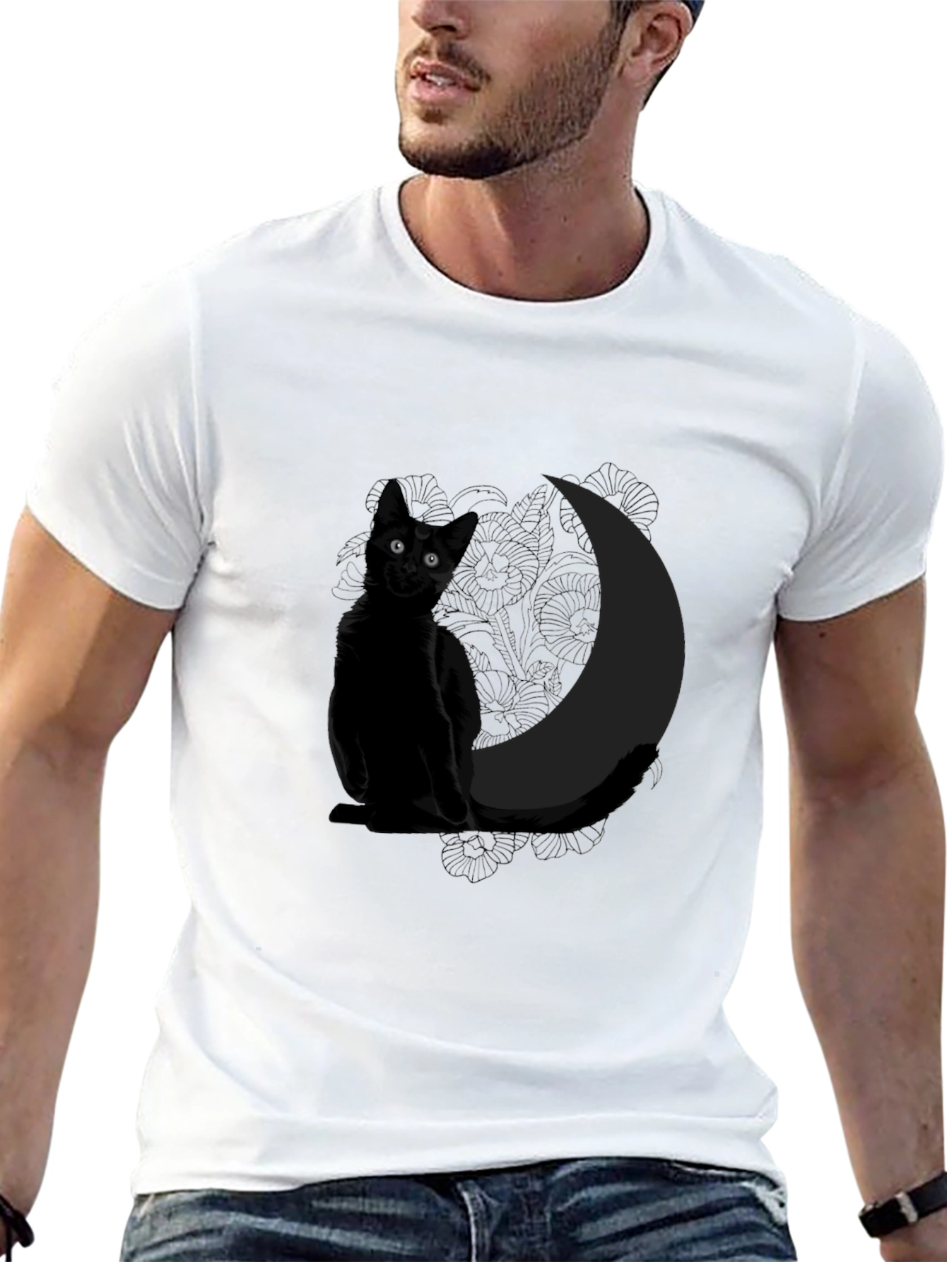 Black Cat & Moon Graphic Tee - Unisex