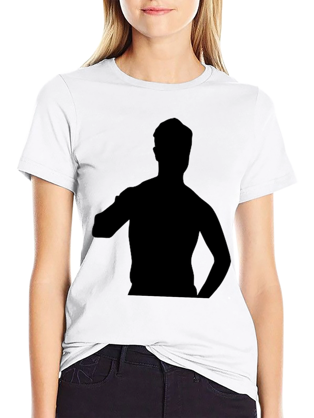 Mens Black T-Shirt with Silhouette Graphic