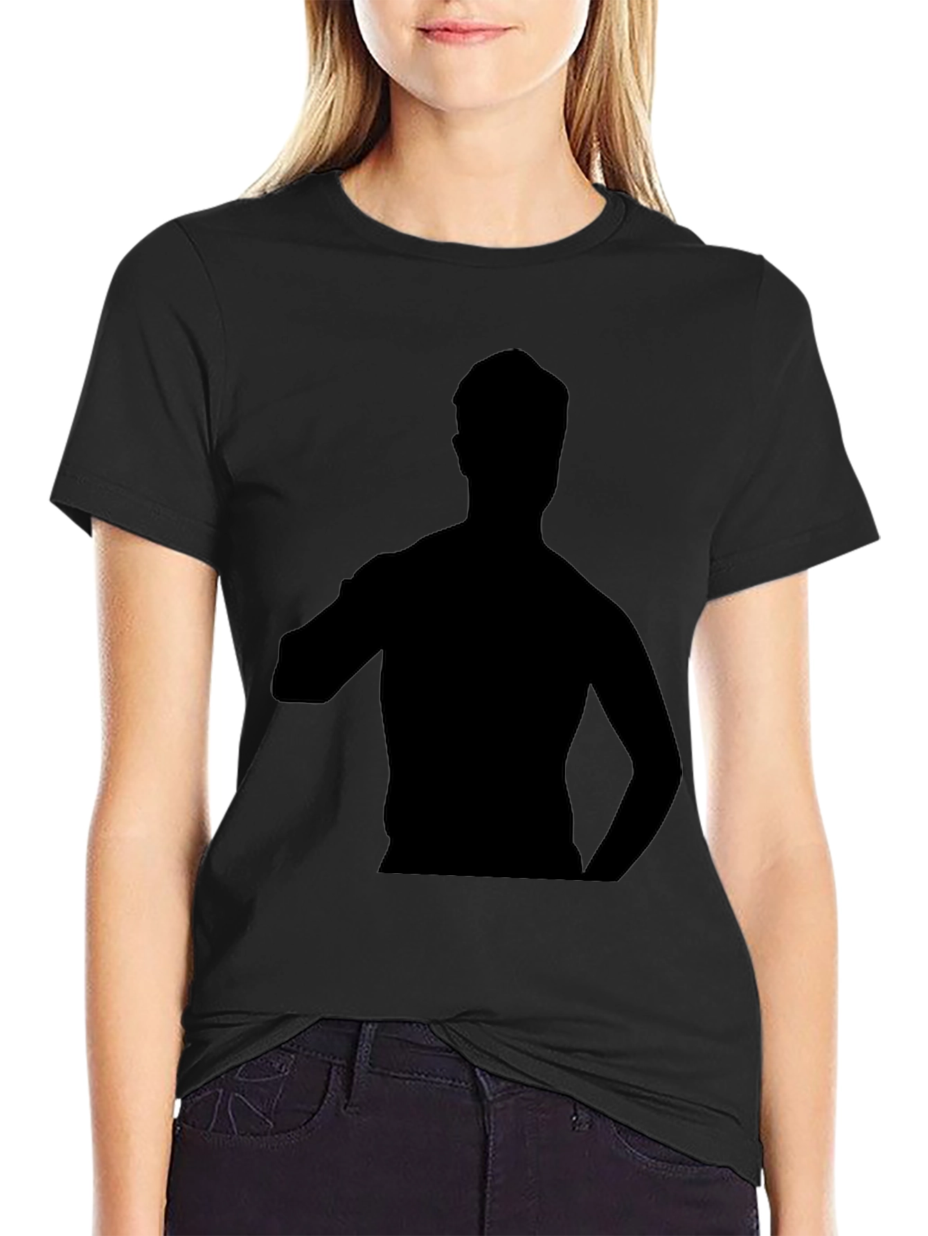 Mens Black T-Shirt with Silhouette Graphic