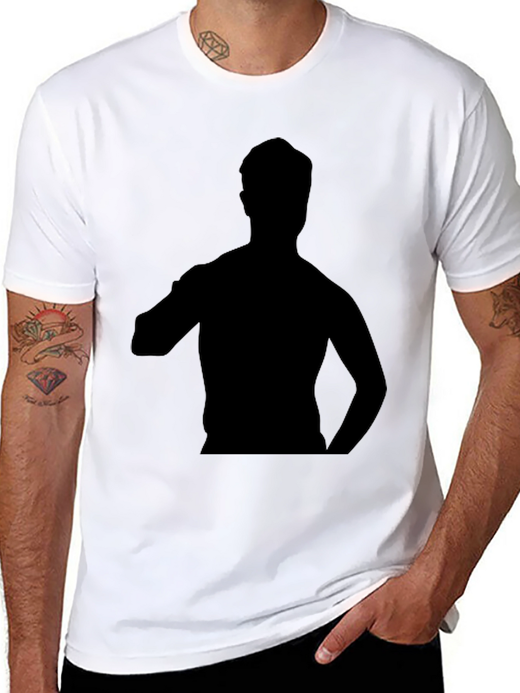 Mens Black T-Shirt with Silhouette Graphic