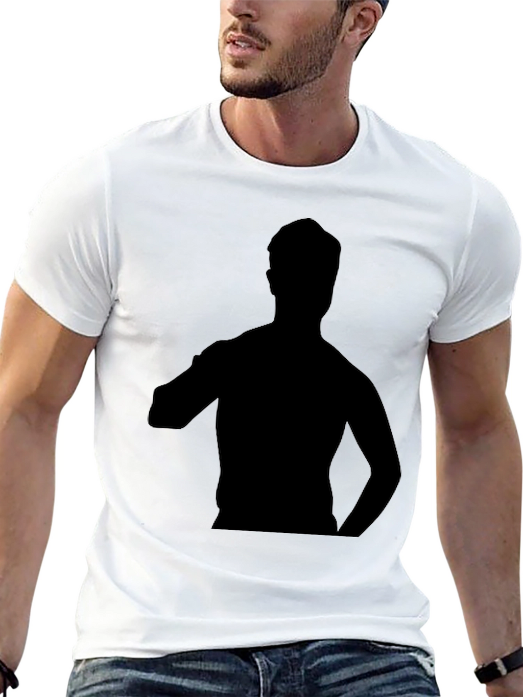 Mens Black T-Shirt with Silhouette Graphic