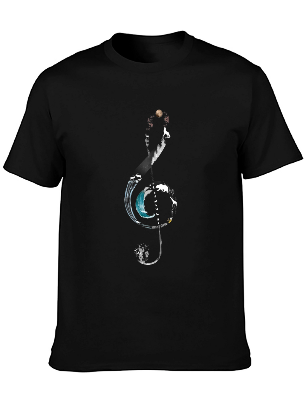 Nature Treble Clef Graphic Tee - Black