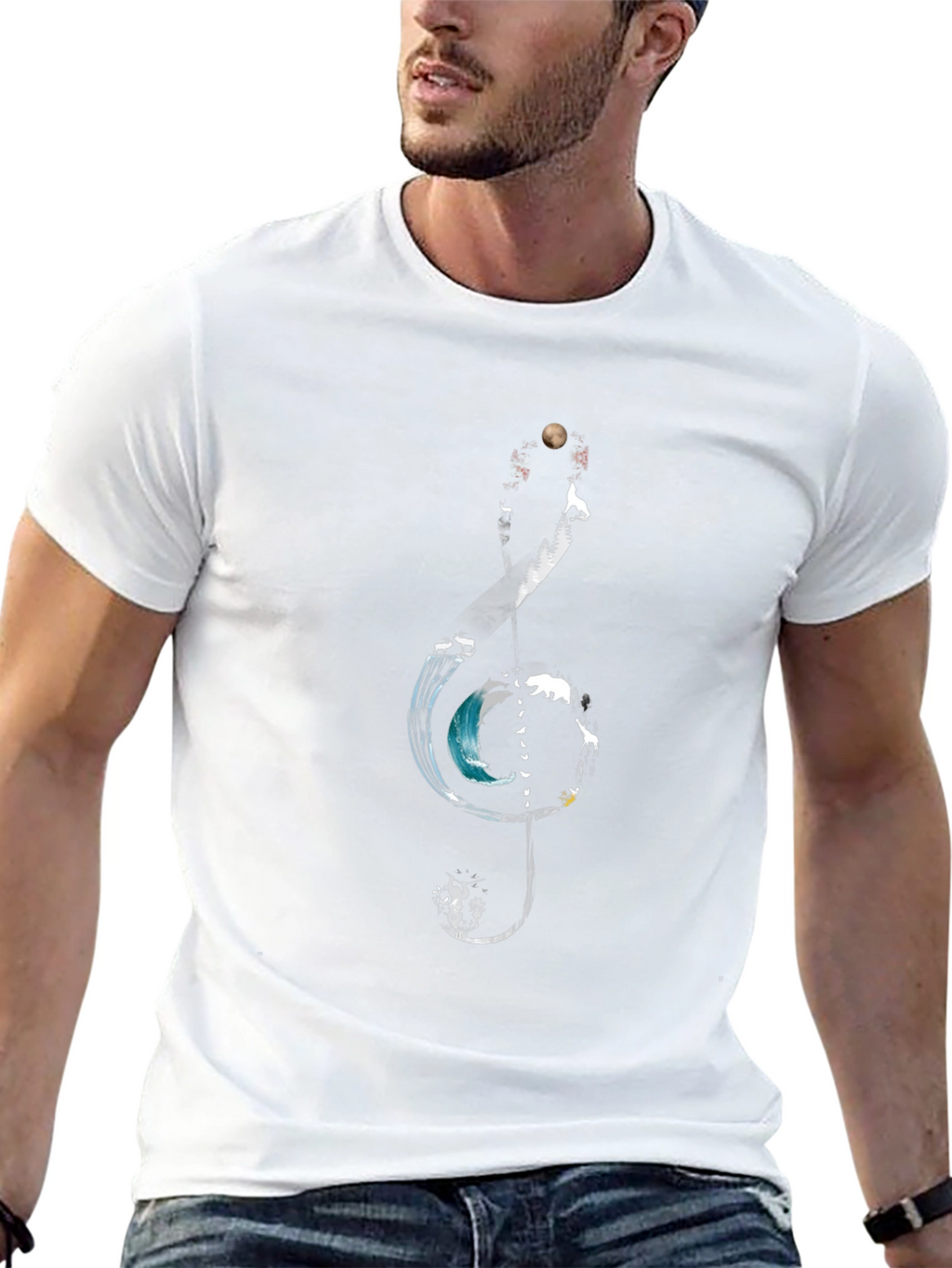 Nature Treble Clef Graphic Tee - Black