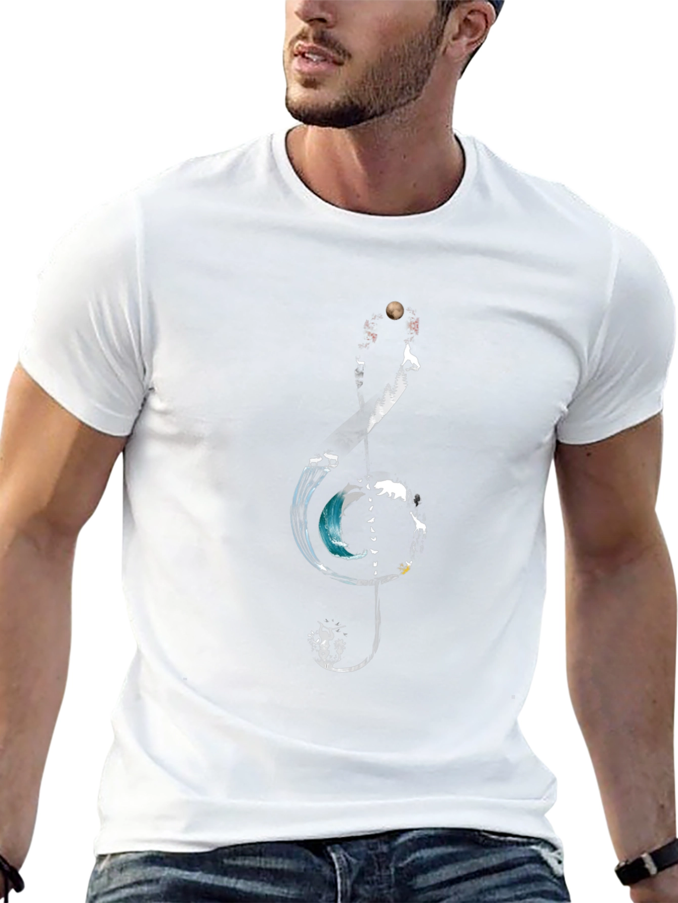 Nature Treble Clef Graphic Tee - Black