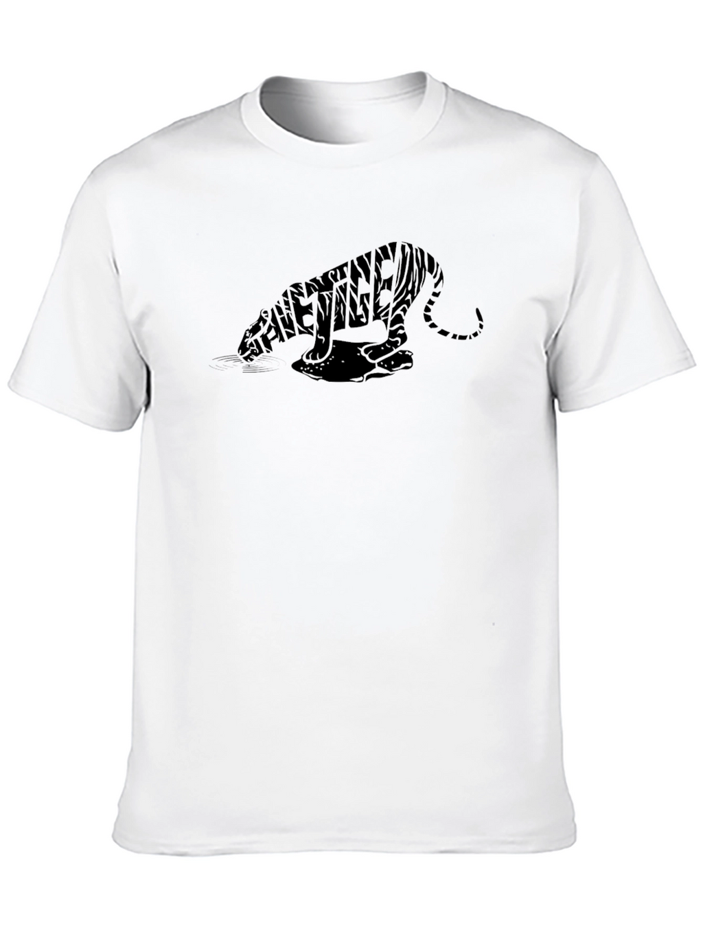 Mens Black Tiger Typography Graphic T-Shirt