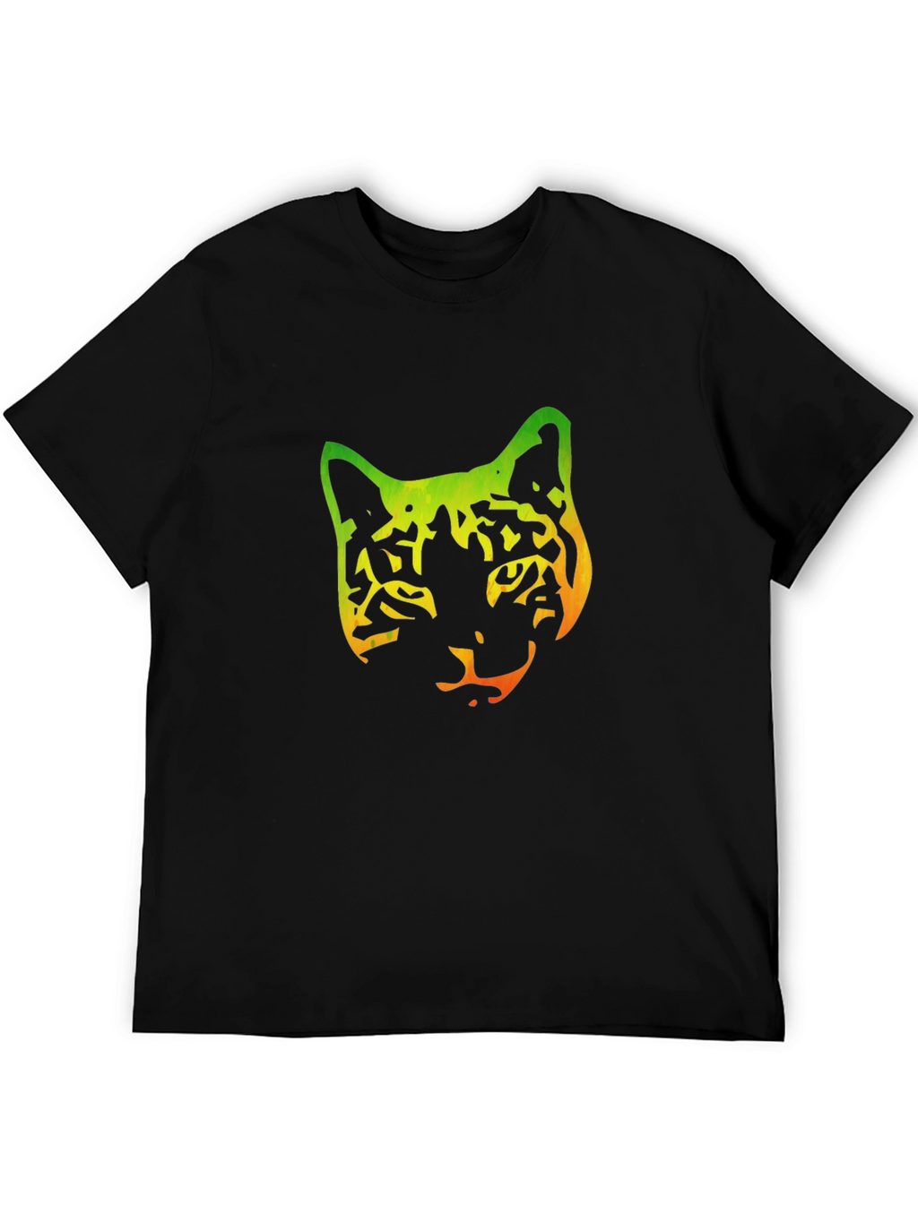 Gradient Cat Graphic Black Tee