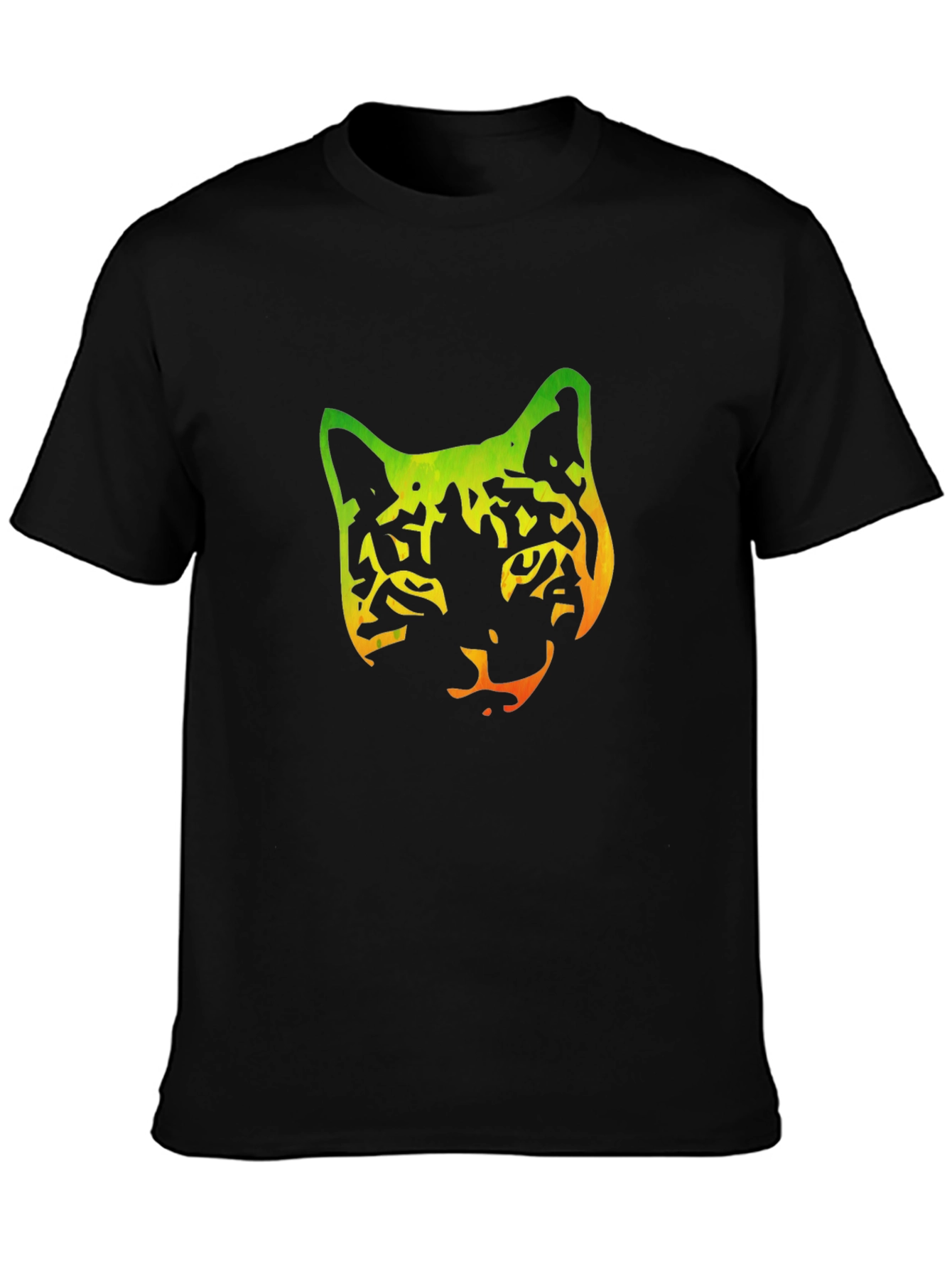 Gradient Cat Graphic Black Tee