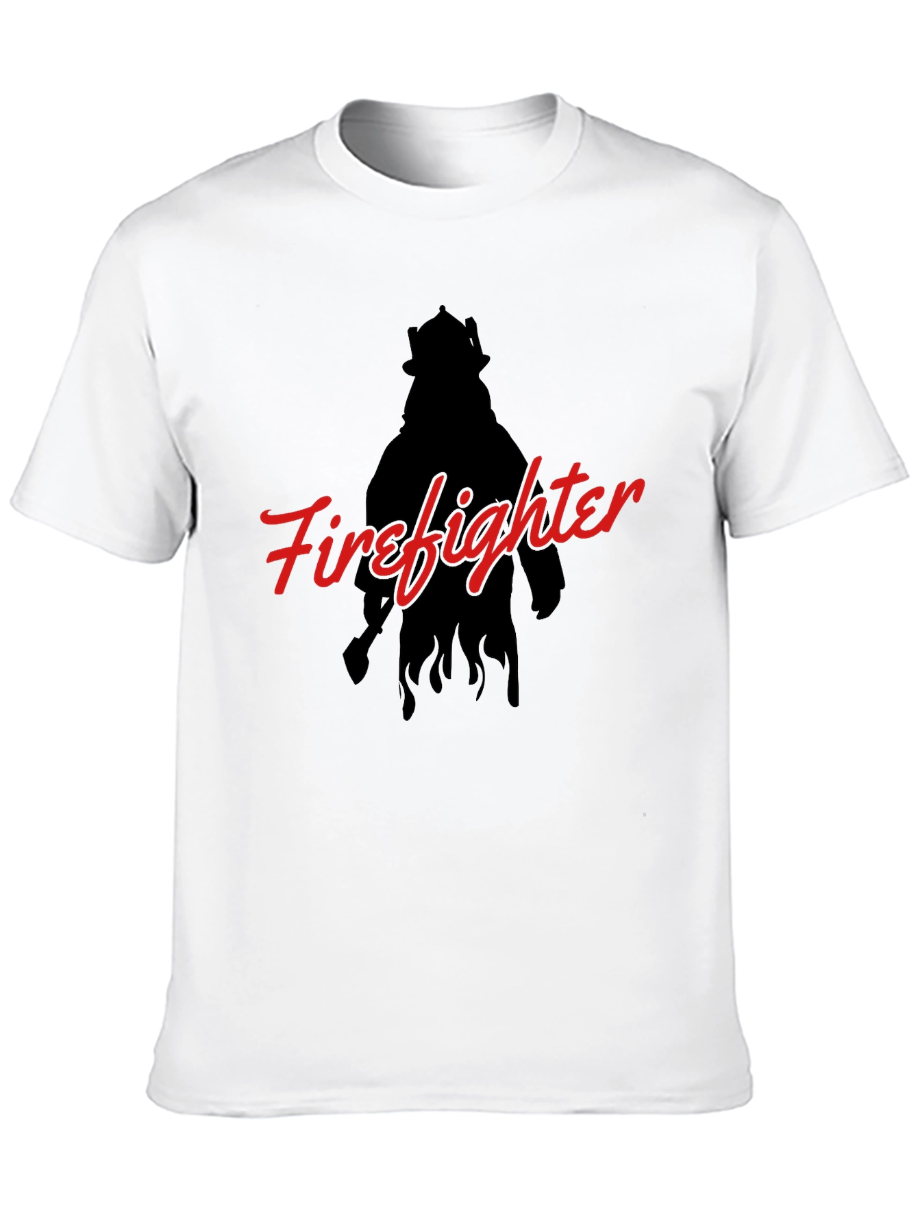 Firefighter Silhouette Graphic T-Shirt - Black