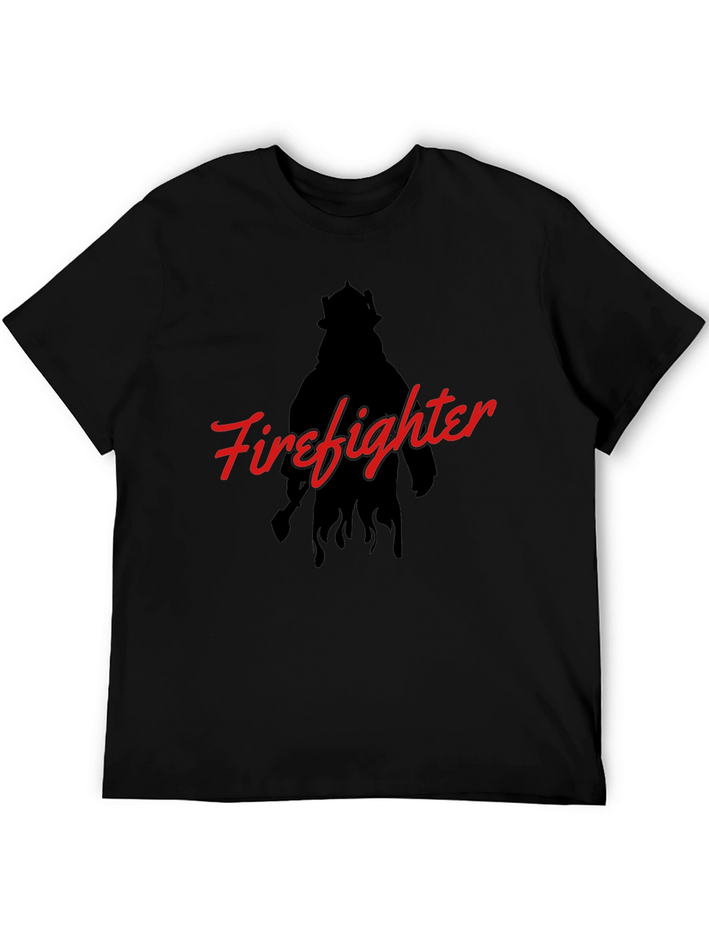 Firefighter Silhouette Graphic T-Shirt - Black