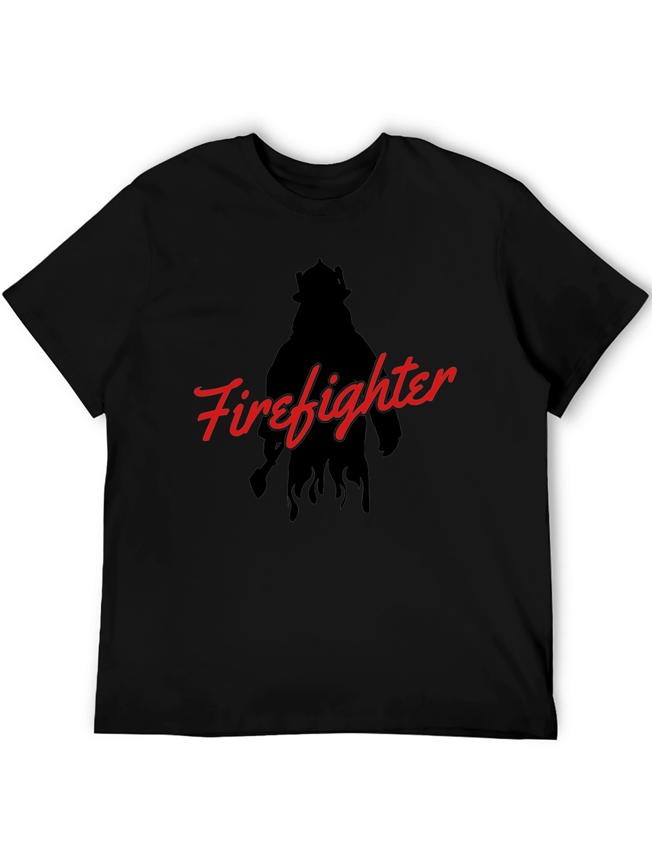 Firefighter Silhouette Graphic T-Shirt - Black