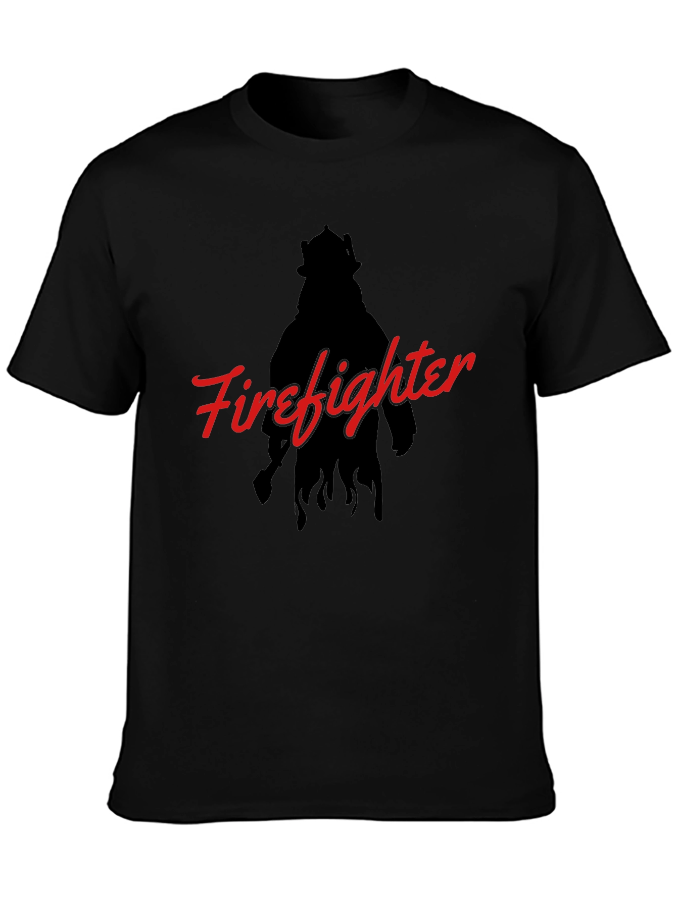 Firefighter Silhouette Graphic T-Shirt - Black