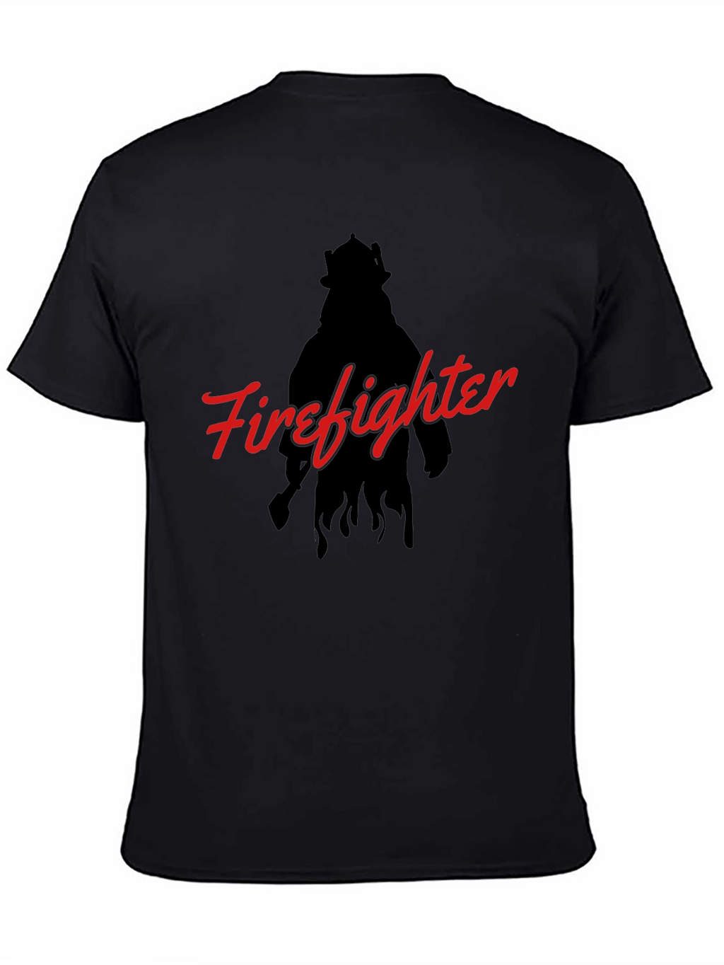 Firefighter Silhouette Graphic T-Shirt - Black